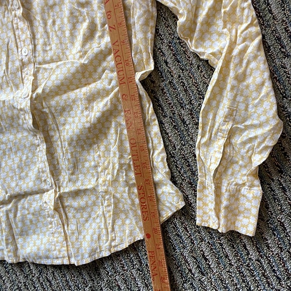 J. Crew Yellow White Long Sleeves Button Down Up Fitted Blouse S Small Circles - Picture 13 of 15